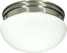  SF76/603 - 2 Light - 10" Flush with White Glass - Brushed Nickel Finish