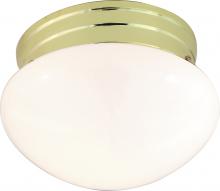  SF77/059 - 1 Light - 8" Flush with White Glass - Polished Brass Finish