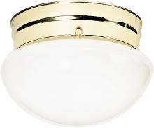  SF77/061 - 2 Light - 10" Flush with White Glass - Polished Brass Finish
