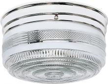  SF77/102 - 2 Light - 10" Flush with White and Crystal Accent Glass - Polished Chrome Finish