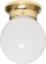  SF77/108 - 1 Light - 6" Flush with White Glass - Polished Brass Finish