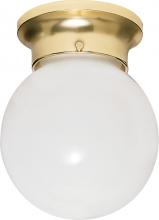  SF77/109 - 1 Light - 8" Flush with White Glass - Polished Brass Finish