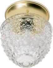  SF77/125 - 1 Light - 6" Flush with Clear Pineapple Glass - Polished Brass Finish