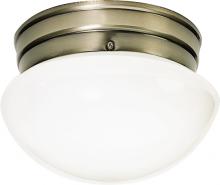  SF77/921 - 1 Light - 8" Flush with White Glass - Antique Brass Finish