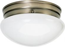  SF77/924 - 2 Light - 10" Flush with White Glass - Antique Brass Finish