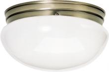  SF77/988 - 2 Light - 12" Flush Large with White Glass - Antique Brass Finish