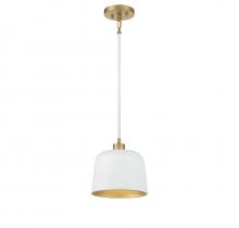  M70118WHNB - 1-Light Pendant in White with Natural Brass