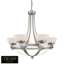 10206/6 - 6-Light Chandelier in Brushed Nickel with White Glass