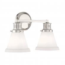  2402-PN-MO - Alden 16.25'' Wide 2-Light Vanity Light - Polished Nickel, Matte Opal