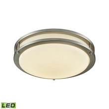  CL782012 - Thomas - Clarion 11-inch LED Flush Mount in Brushed Nickel with a White Glass Diffuser