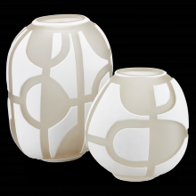  1200-0814 - Art Decortif White Vase Set of 2