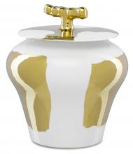  1200-0326 - Brill Large White & Gold Jar