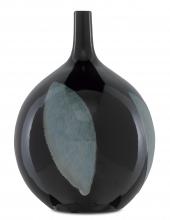  1200-0408 - Let Us Twist the Glass Round Black Vase
