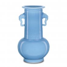  1200-0608 - Sky Blue Elephant Handles Vase